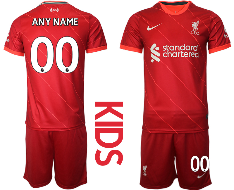 Youth 2021-2022 Club Liverpool home red customized Soccer Jersey